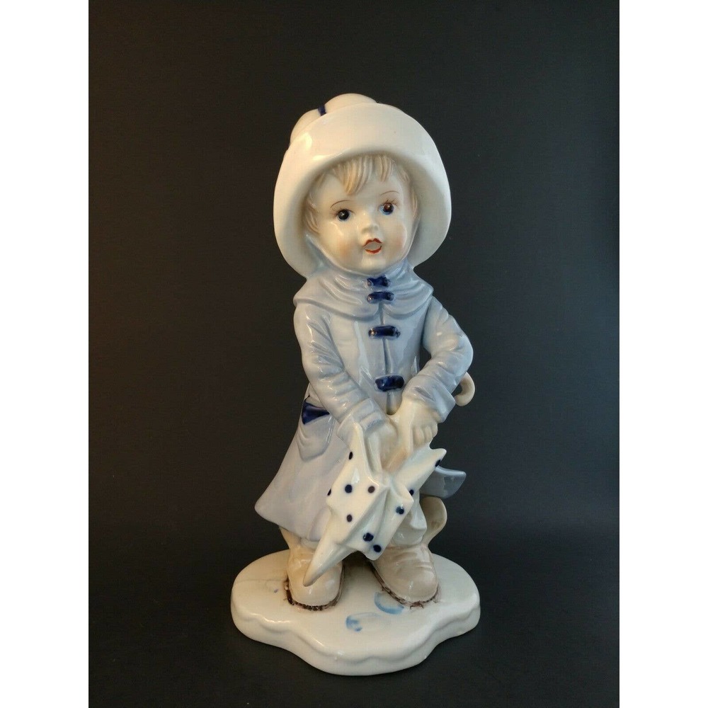 KLM Porcelain Boy Raincoat Umbrella Blue 10"